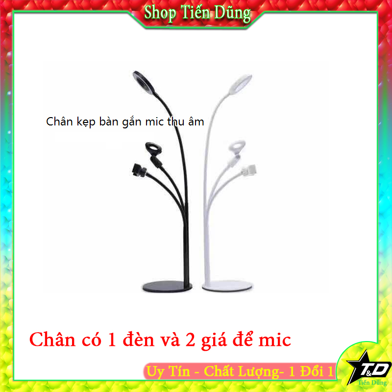 Bộ đèn livestream 3 in 1 đa năng có đèn LED. 3 chế độ  giá đỡ điện thoại , giá đỡ mic chuyên nghiệp hỗ trợ bán hàng