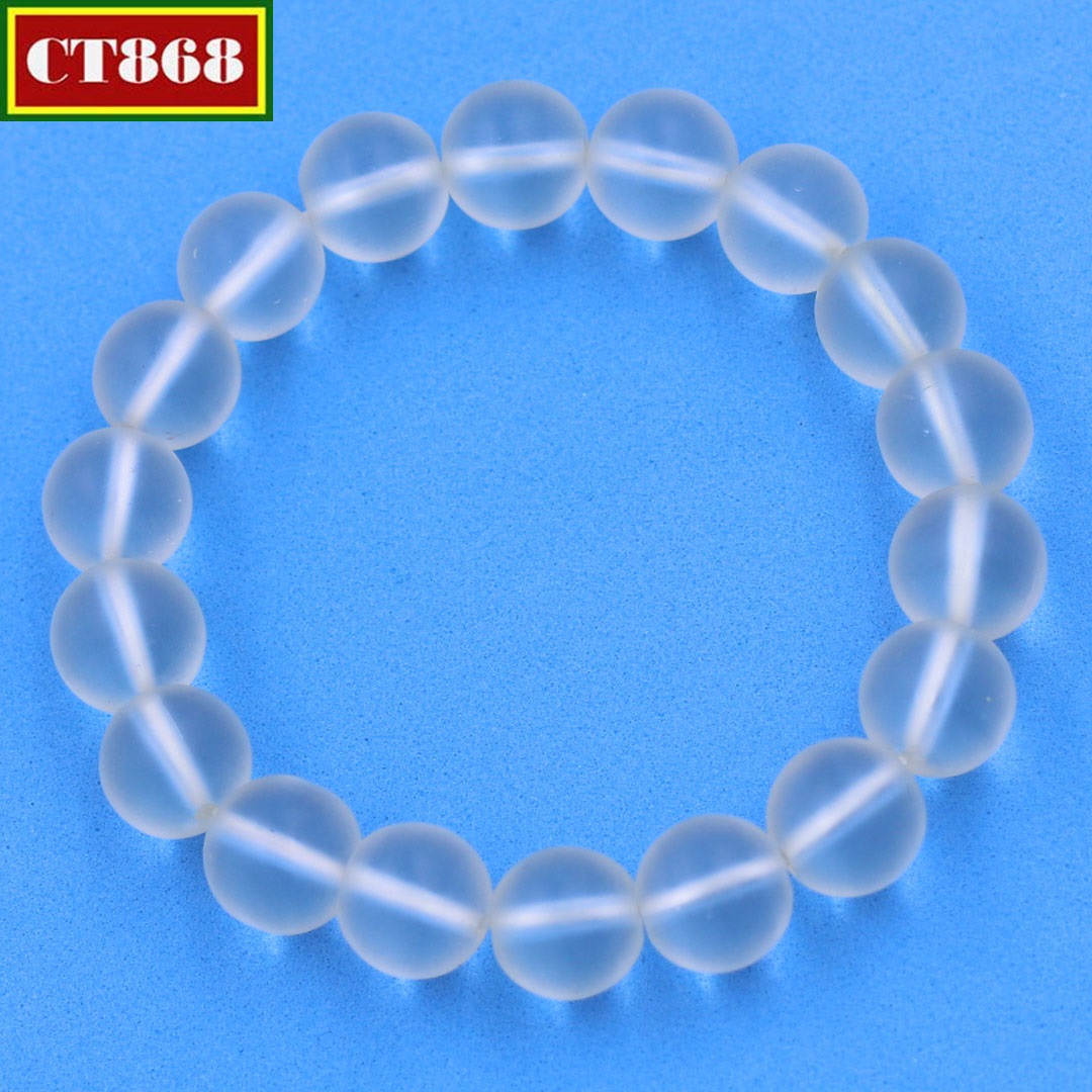 Vòng tay chuỗi hạt đá thạch anh trắng mờ 10 ly 18 hạt