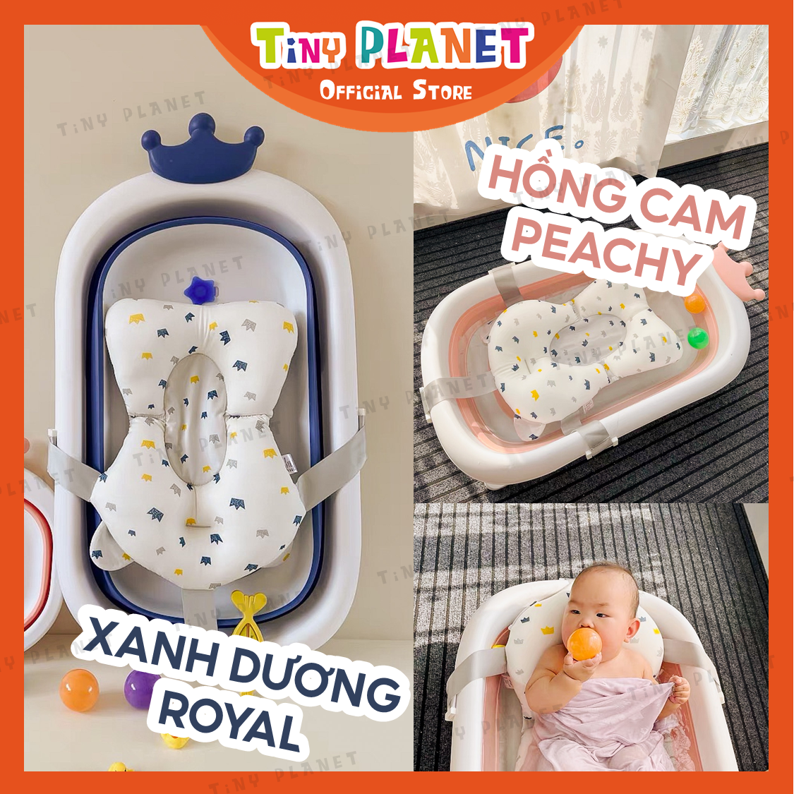 Chậu tắm gập gọn Tiny Planet có thể gấp gọn dành cho bé từ sơ sinh đến 5 tuổi (chính hãng)