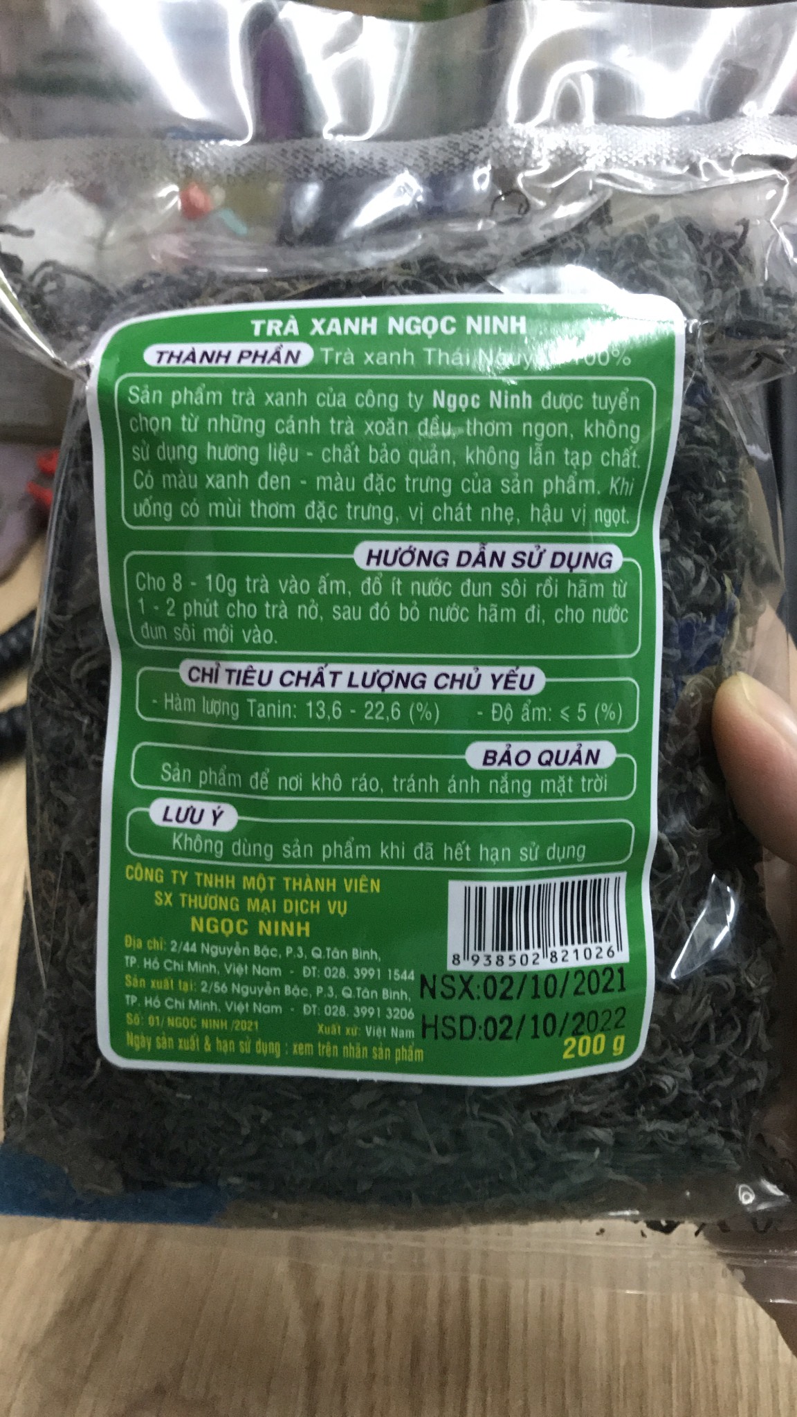 Trà xanh Thái Nguyên Ngọc Ninh 200g