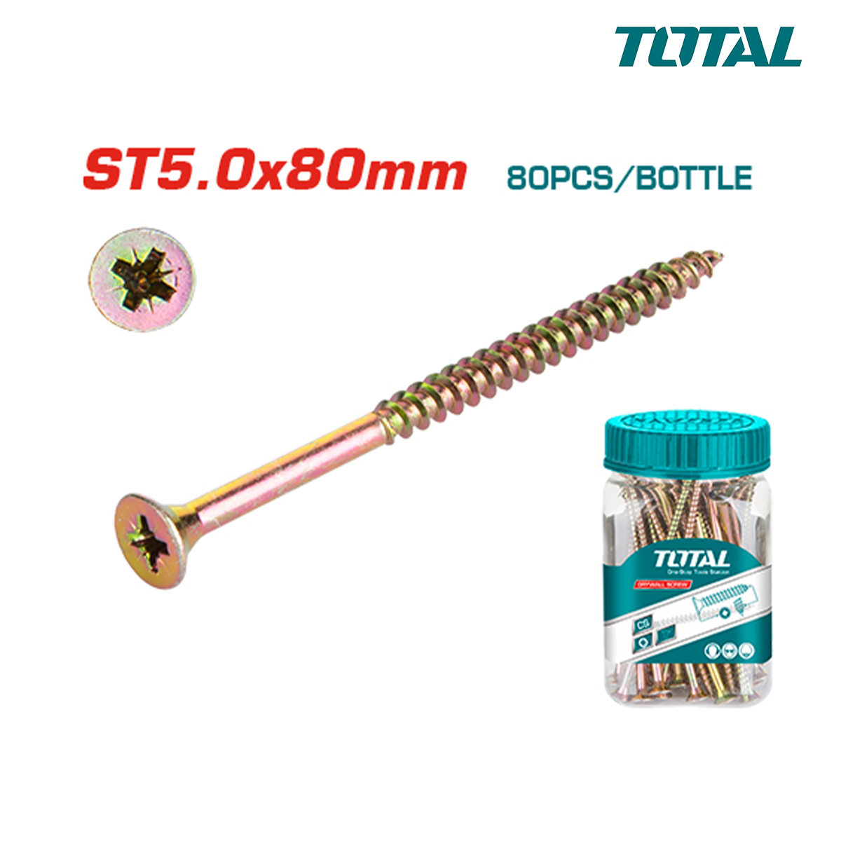 Bộ 80 vít bắt gỗ ST5.0x80mm TOTAL
