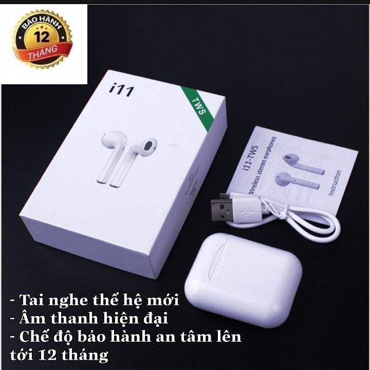 Giá bán Tai nghe bluetooth i11 nút cơ, âm thanh 5.0 đỉnh cao, Tai nghe nhét tai không dây i11, Tai nghe headphone bluetooth, Tai nghe i11 hộp trắng