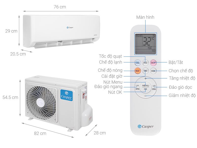 điều hòa 1 ngựa inverter casper