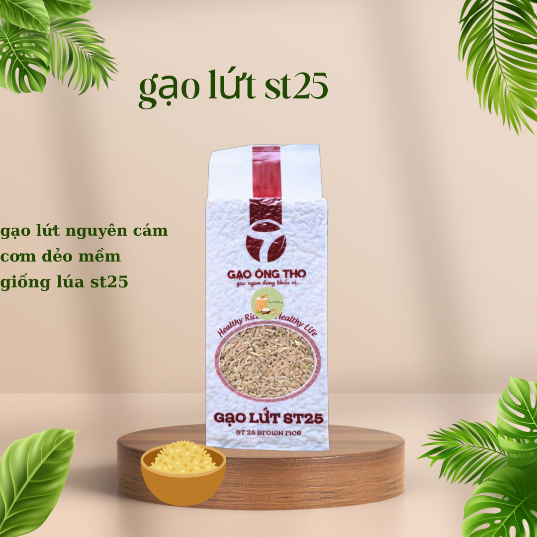 1kg Gạo lứt ST25 Ông thọ mềm dẻo