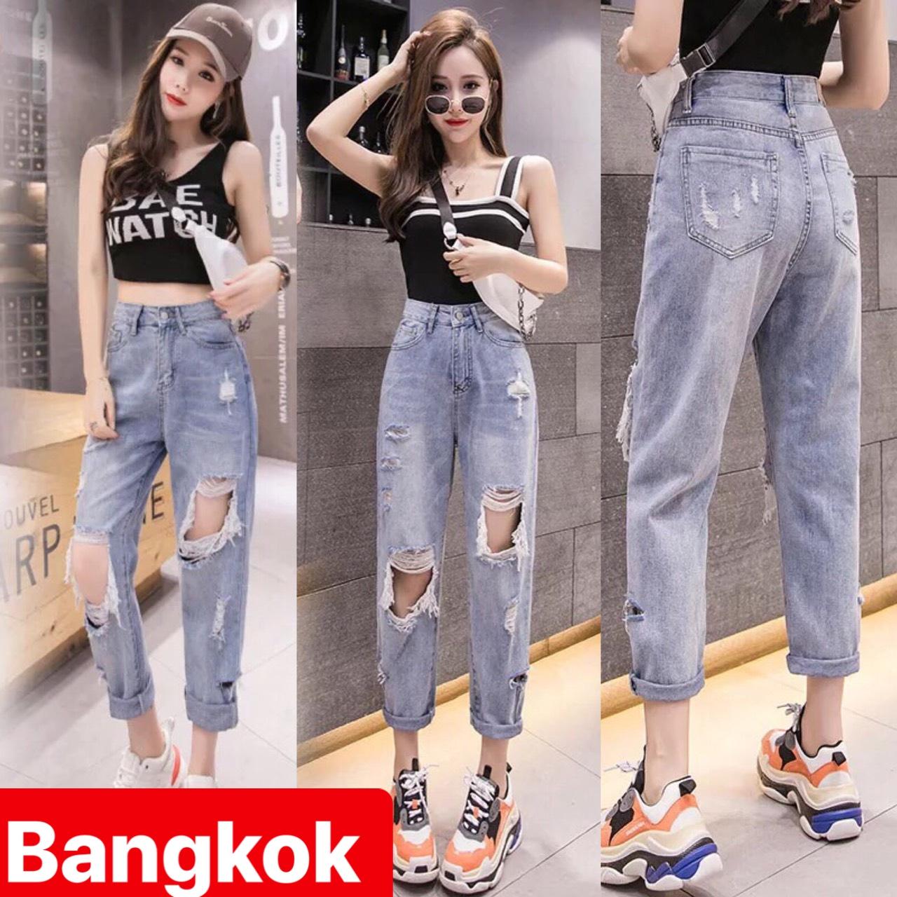 QUẦN JEAN BAGGY NỮ CHẤT BÒ XANH RÁCH KIỂU LƯNG CAO NÂNG MÔNG HOT TREND THÁI LAN BK-3028 TÝ GOLD 2020