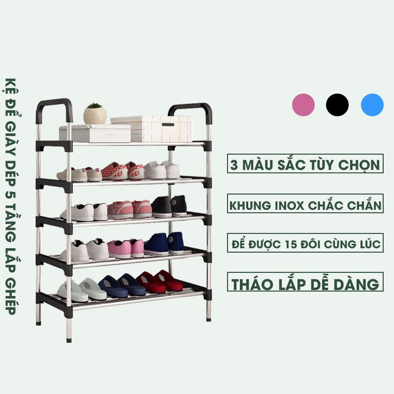 [ FREESHIP 15K MỌI ĐƠN ] Kệ Giày Dép 4-5 Tầng Khung Inox. Giá để Giày Inox 4- 5 Tầng.giầy Dép.kệ để đồ.kệ Sách.ke Giay Dep.đồ Nội Thất