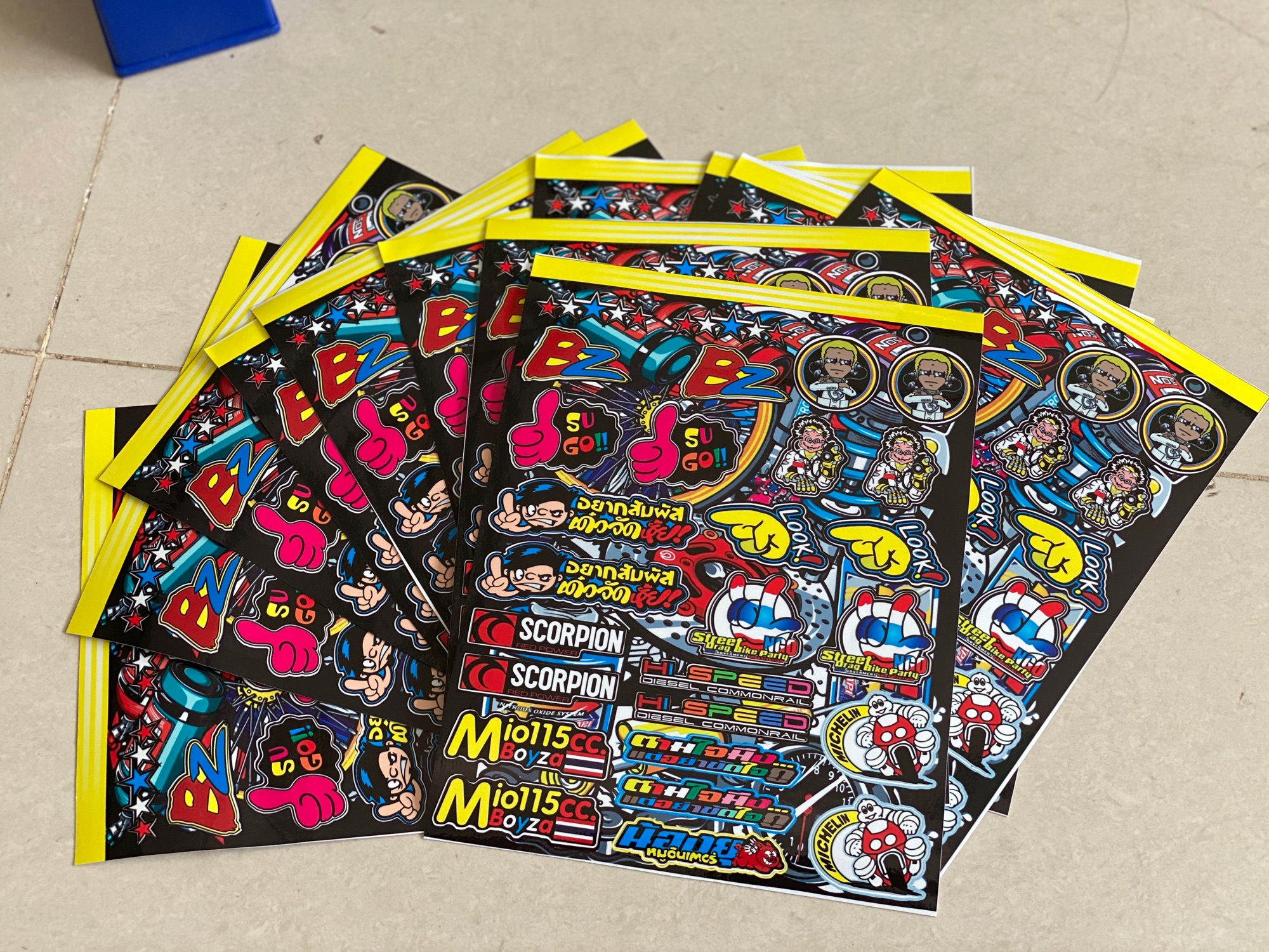 Combo tem sticker thailan kích thước A4