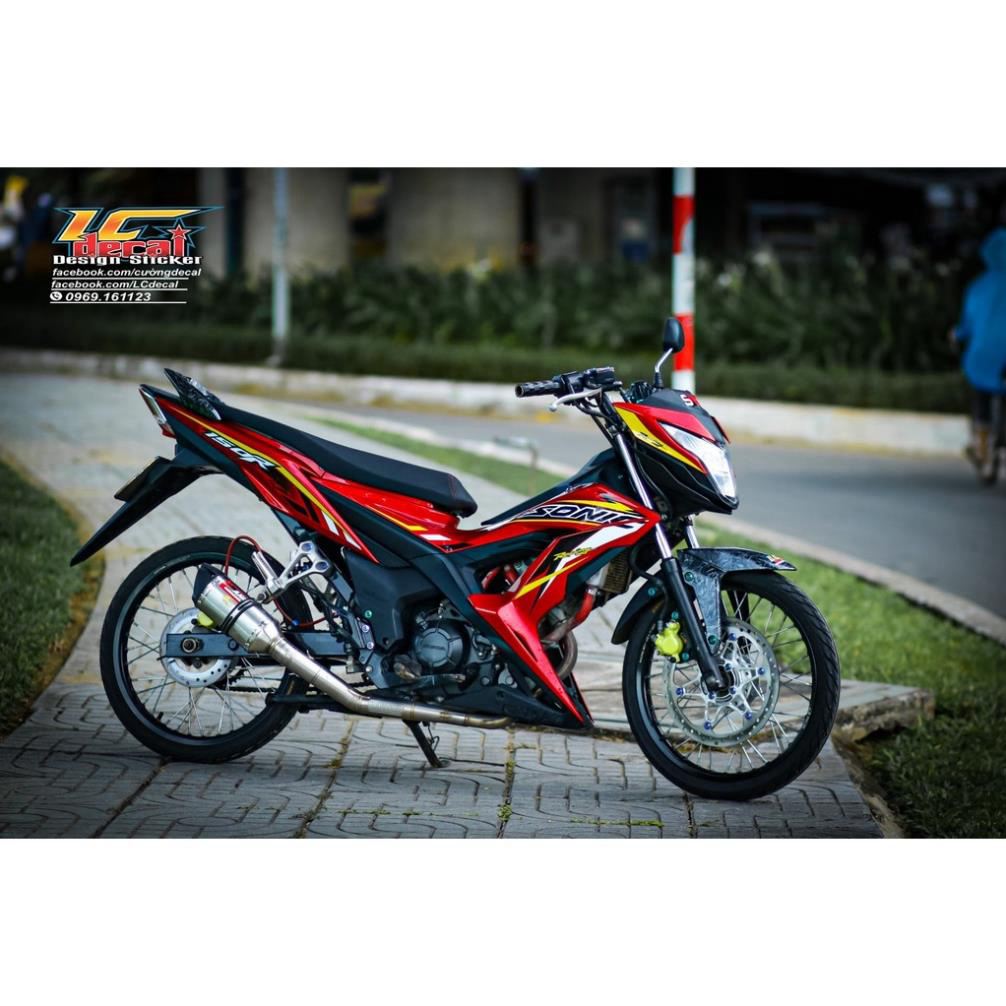 Tem rời dán xe sonic 150 mẫu chỉ trắng đỏ đen 150r
