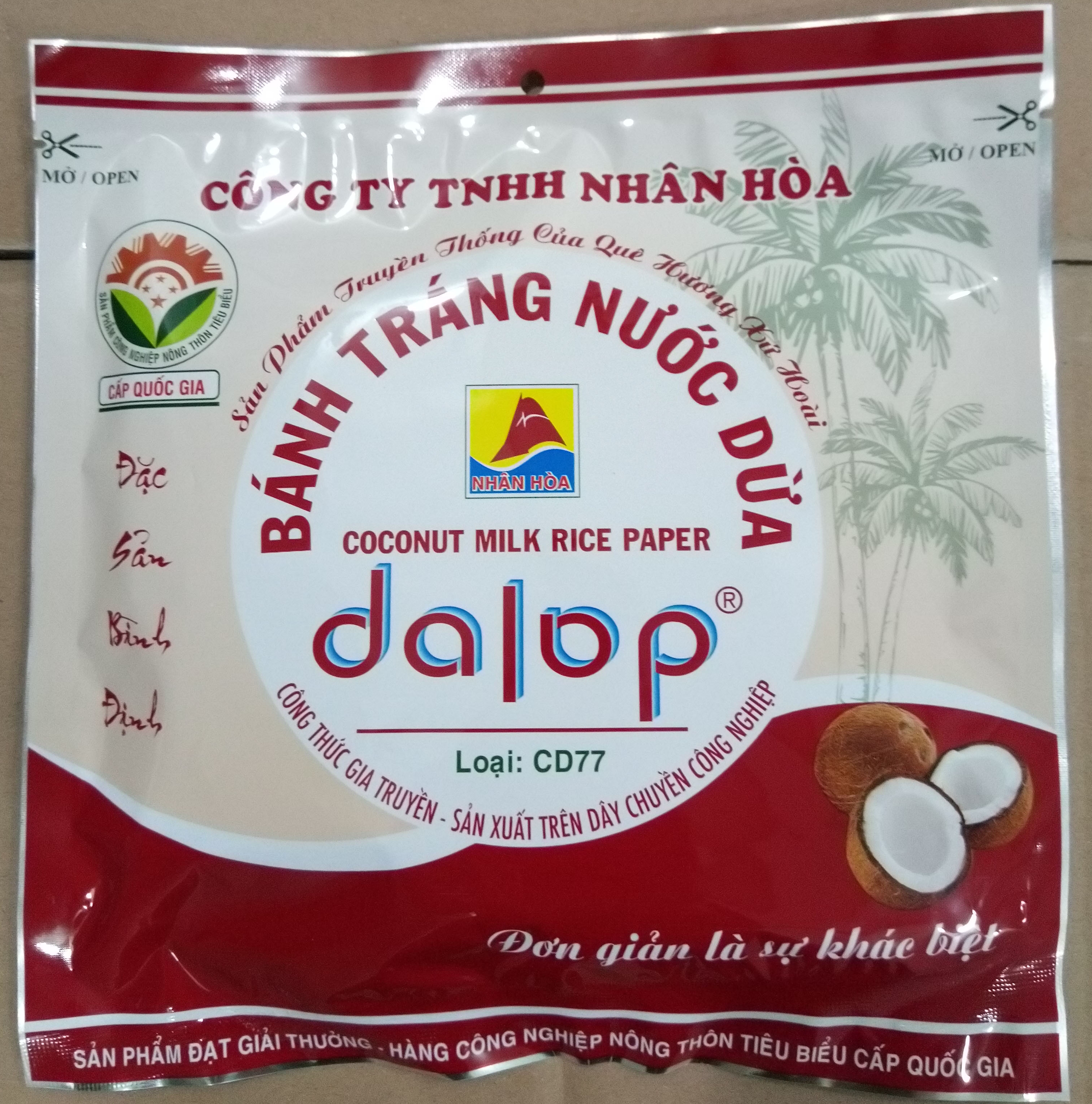 Bánh tráng nước dừa dalop nướng sẵn