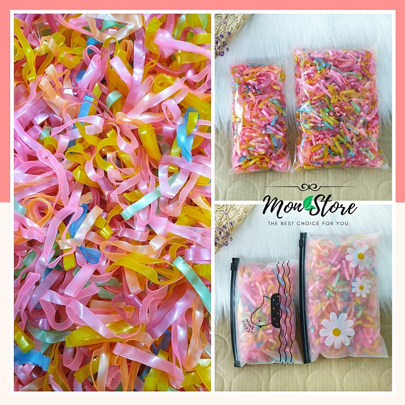 [Loại tốt, size to] Thun cột tóc MÀU TRƠN mix nhiều màu xinh xắn