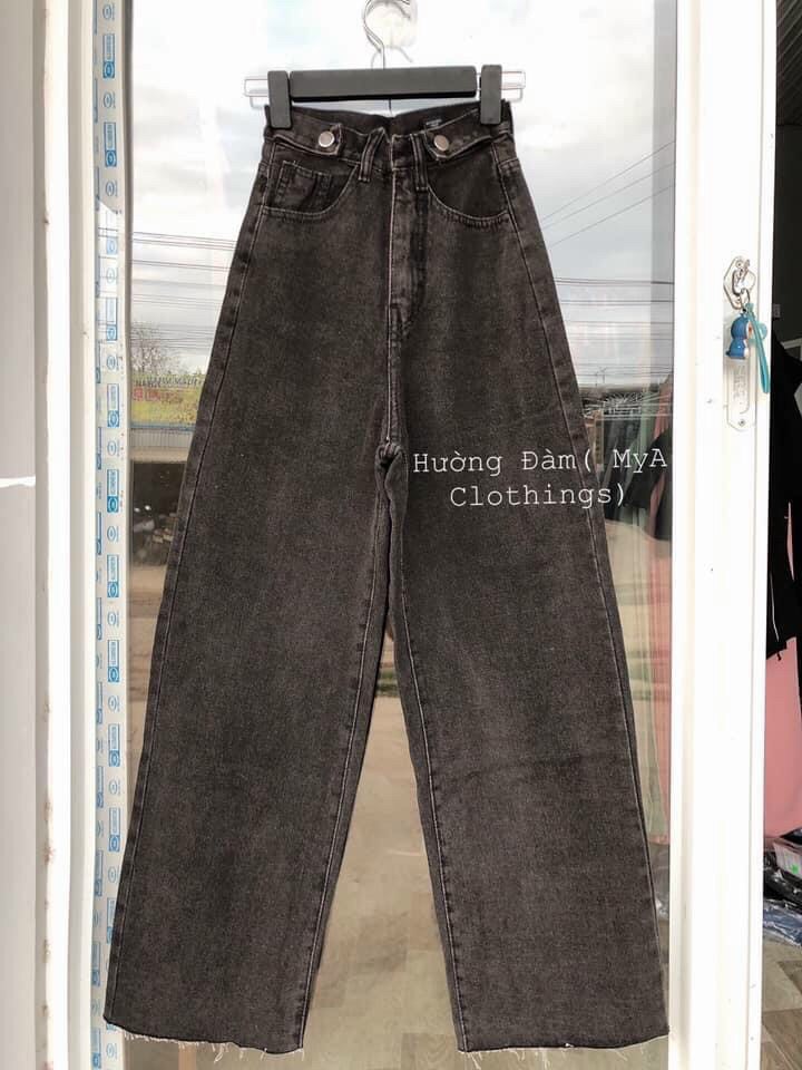 Baggy jeans lưng cao đai nút