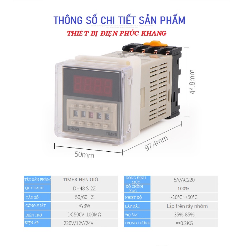 rơle thời gian DH48S Kèm đế. timer thời gian