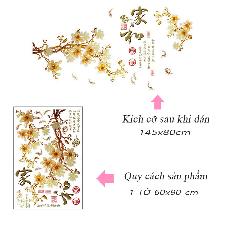 Decal LUVINA trang trí tết- mai vàng