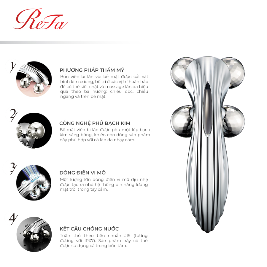 ReFa 4 CARAT RAY - Cây lăn massage 360 độ