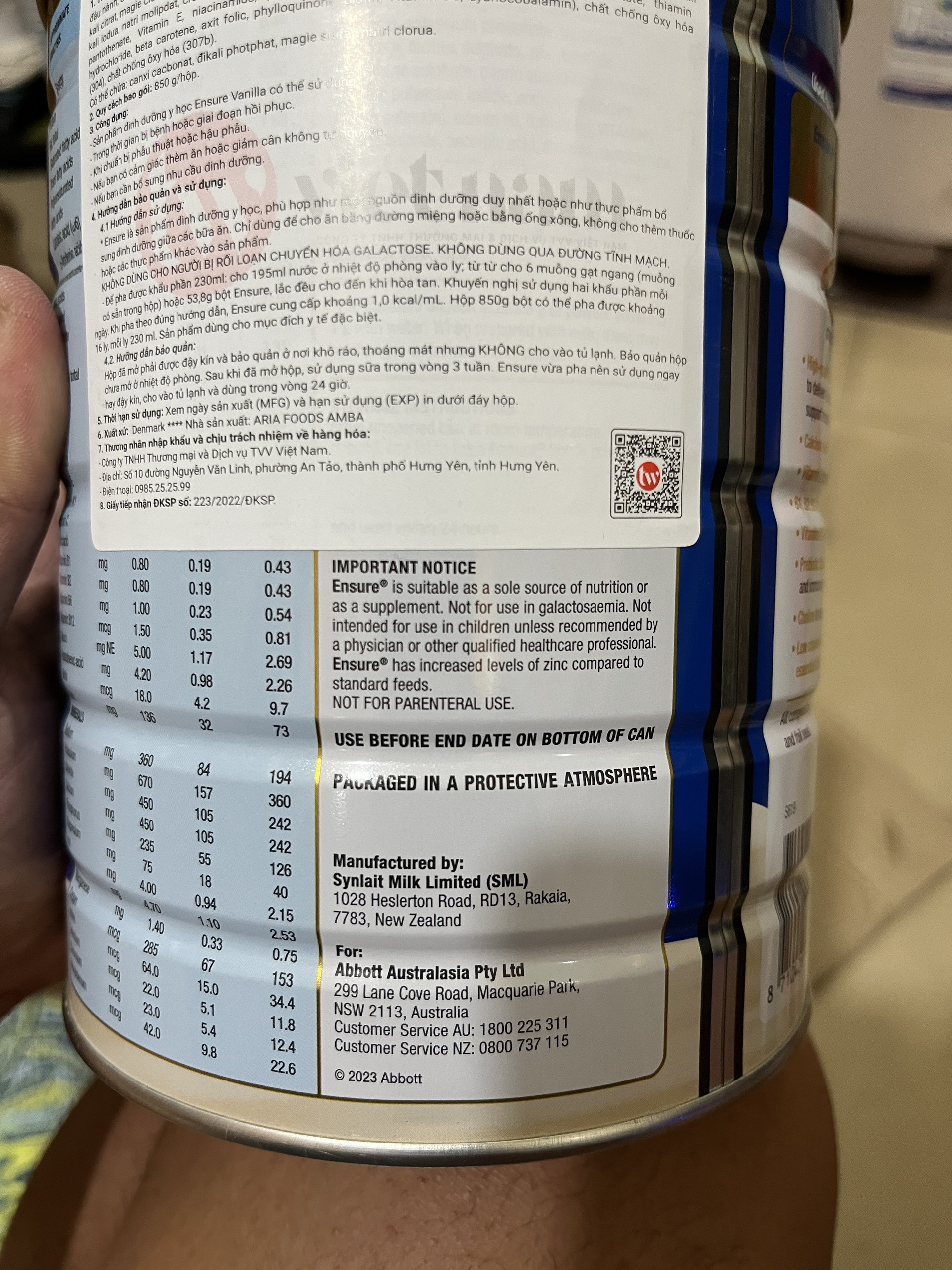 [ENSURE ÚC 850g] Sữa Bột Abbot Ensure Original 850g - Hàng Nội Địa Úc