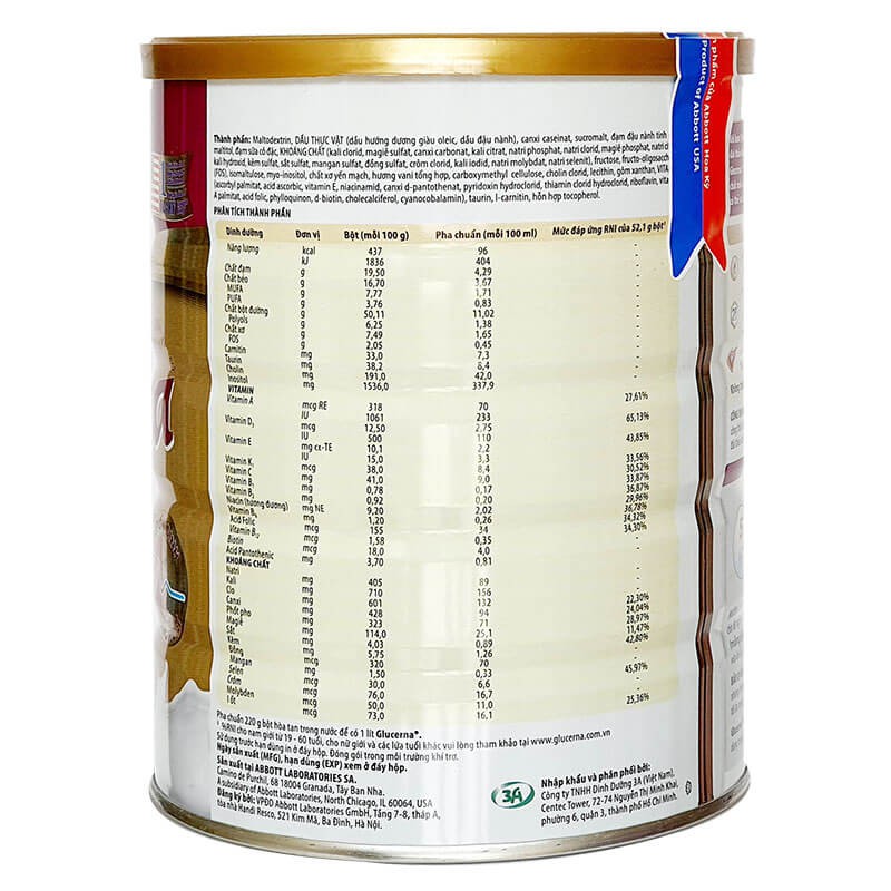 Sữa Glucerna 850g dành cho người bị tiểu đường (Date 2026)
