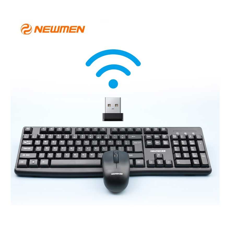 Set Wireless Keyboard mouse newmen K106, black, full size, 2.4g-warranty 24 month-genuine goods safety Mart official