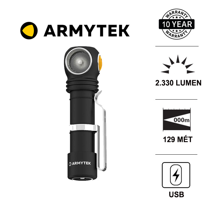 Armytek technician C2 pro premium multifunctional humpback flashlight 2330lm long-brightness gold T-shirts 129m use magnet charging 18650 mAh