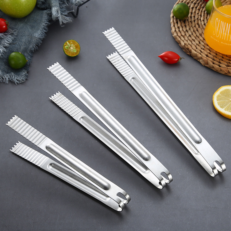 Combo 5 cái - kẹp gắp đá, gắp thức ăn, gắp đồ nóng tay cầm dài inox 30cm
