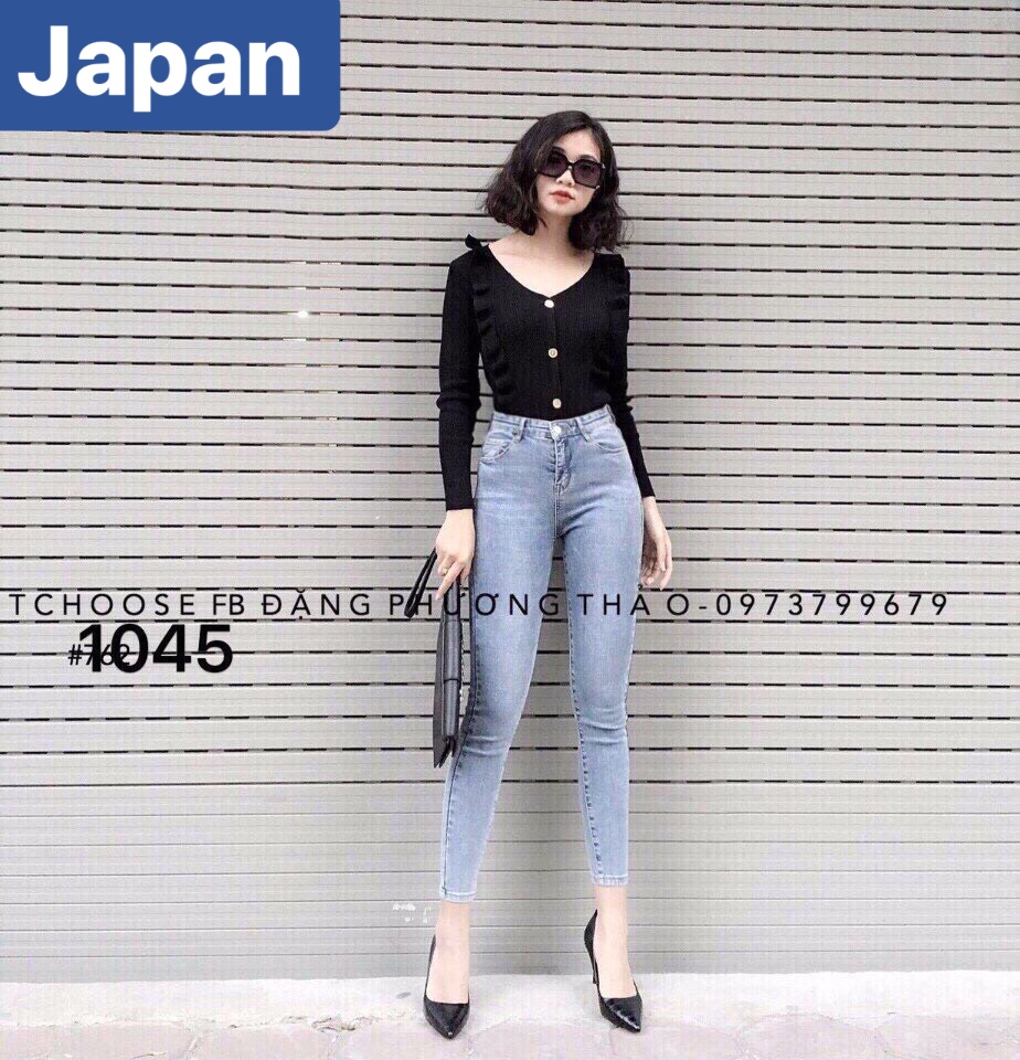 QUẦN JEAN NỮ CHẤT BÒ XANH TRƠN ULZZANG LƯNG CAO NÂNG MÔNG KOREA JP-1045 JAPAN FASHION