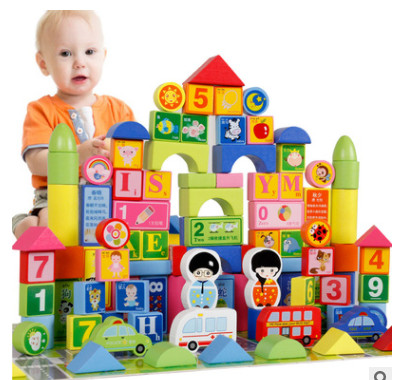 Bộ Đồ Chơi Xếp Hình Chữ Cái, Phương Tiện Giao Thông, Chữ Số, Hình Khối 100 Chi Tiết Bằng Gỗ Cho Bé