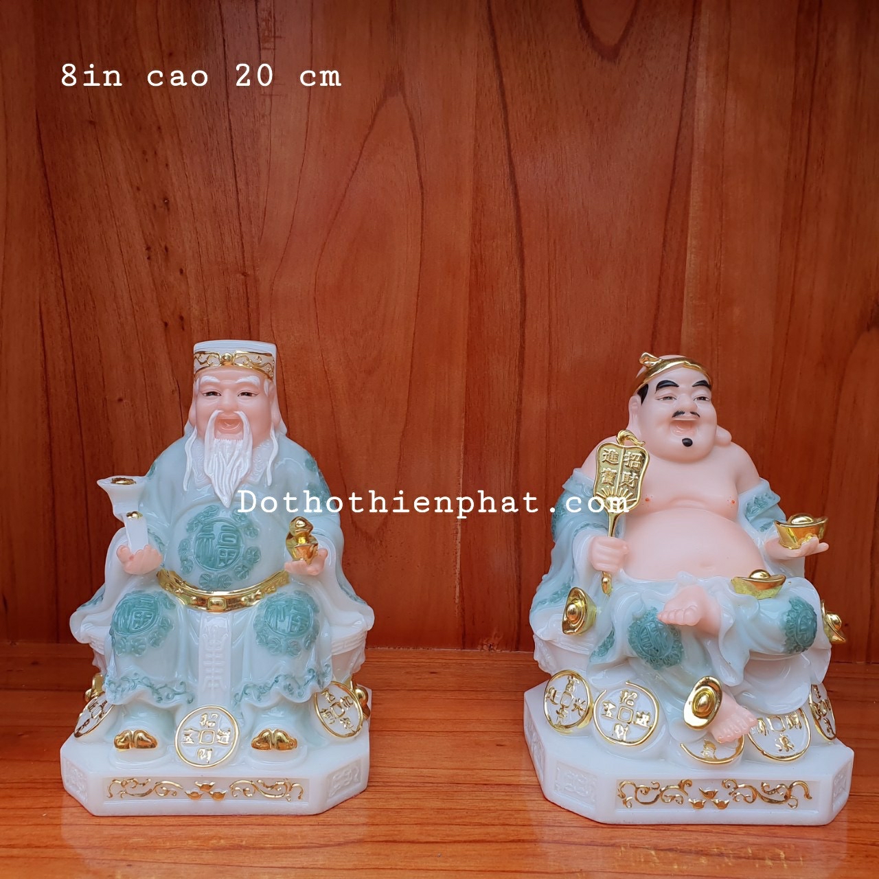 Cặp thần tài ông địa đá 8in cao 20 cm