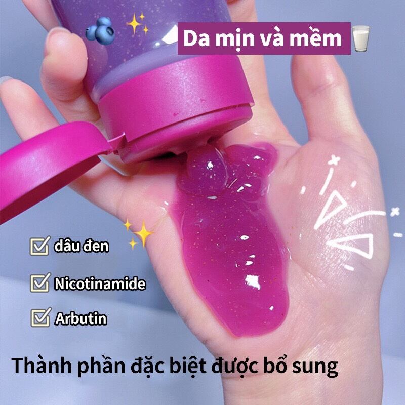 Tẩy Tế Bào Chết Toàn Thân Mâm Xôi Đen 200gr - GEL Tẩy Tế Bào Chết Toàn Thân Dưỡng Trắng Da An Toàn Hiệu Quả Đánh Thức Làn Da Mềm Mượt - Tẩy Kì Dâu Tằm 200gr