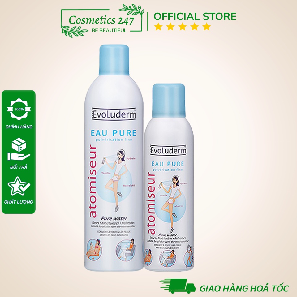[Bạn Mới Nhập Coshbm -50% Đơn 0Đ] Xịt Khoáng Evoluderm Atomiseur Eau Pure Dưỡng Da Cấp Ẩm 150ml & 400ml