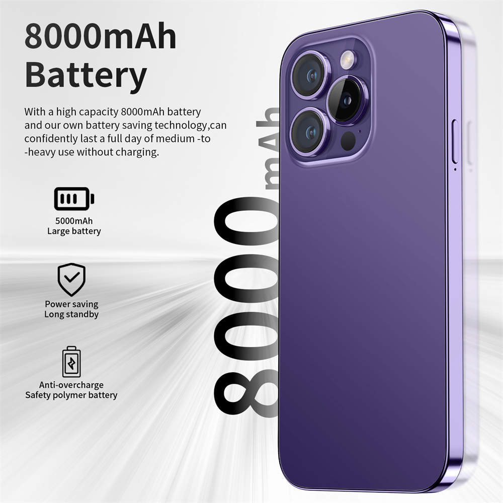 Mới 14 Pro Max Mở Khóa Vân Tay Điện Thoại Thông Minh Toàn Màn Hình 6.7 Inch Nhận Diện Khuôn Mặt Điện Thoại 4G/5G 6800MAh Điện Thoại Phiên Bản Toàn Cầu