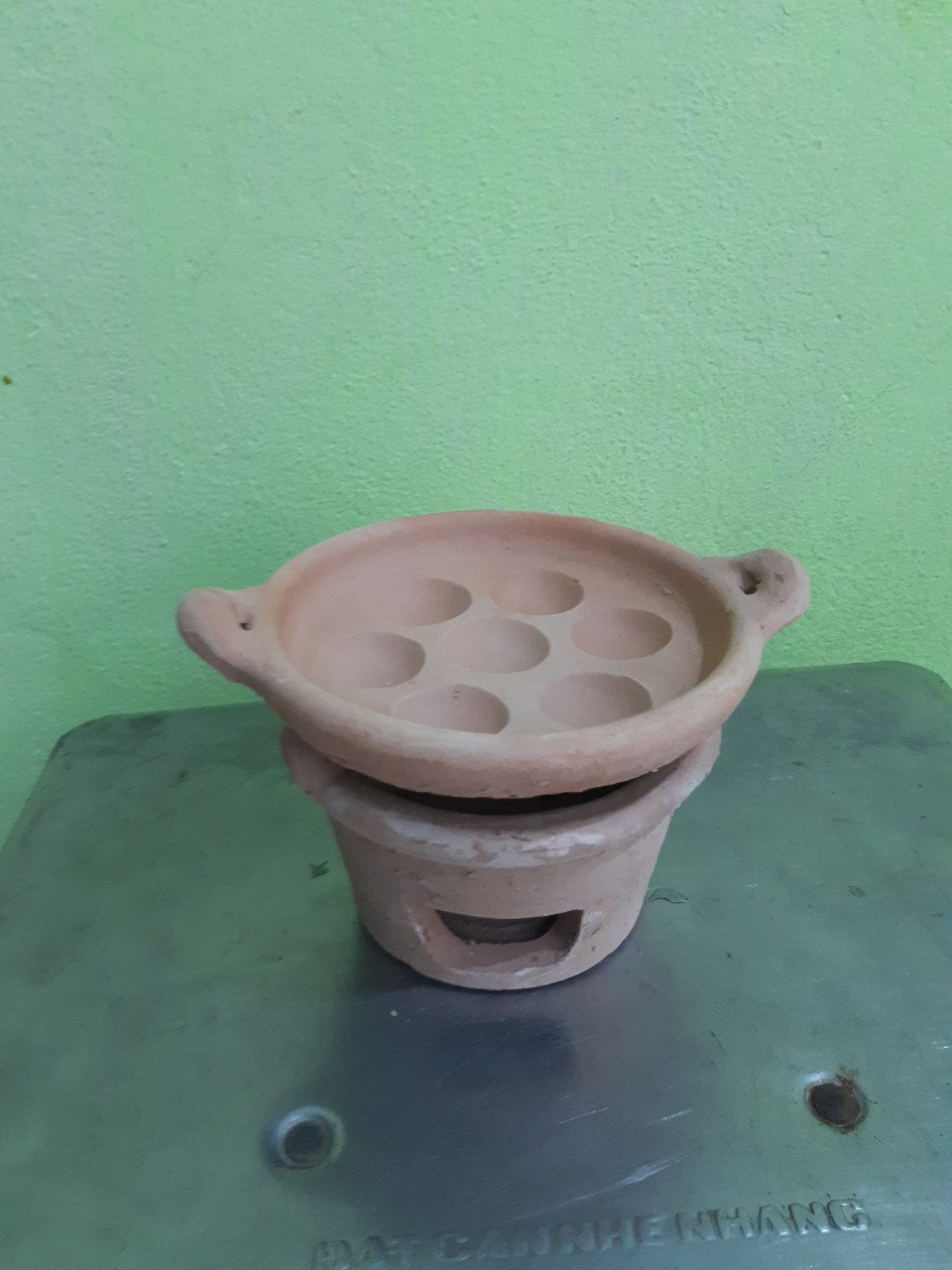 Combo bộ lò và khuôn đất nung nhí 7 lổ ( sản phẩm bé tí) kèm nắp