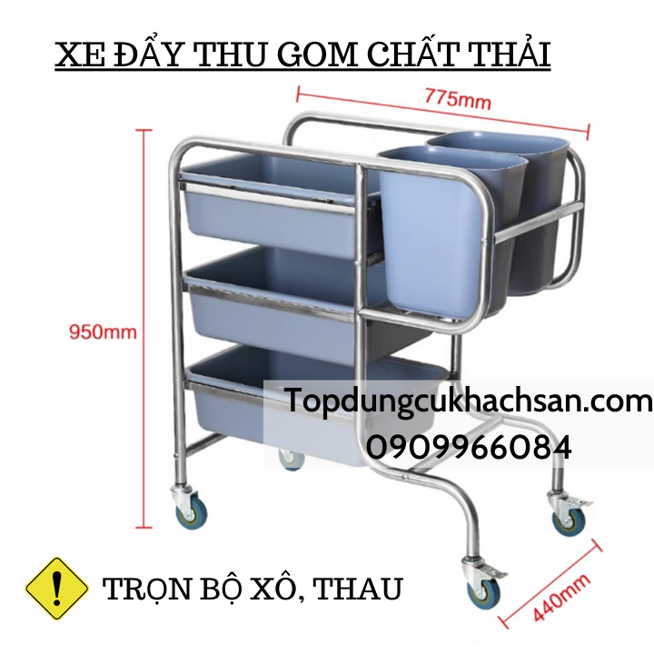 Xe Thu Gom Chất Thải Nhà Hàng, Xe Đẩy Thu Dọn Bát Đũa