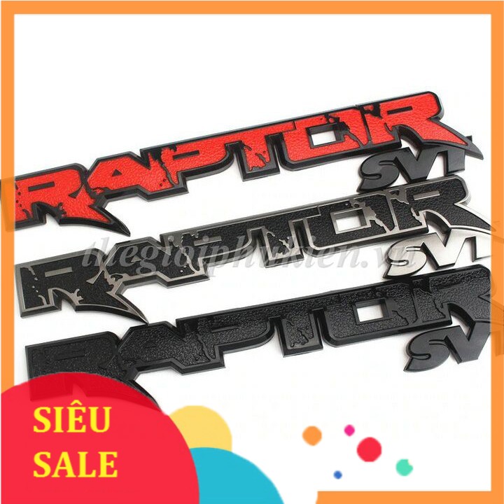 Logo chữ raptor 3d nổi dán trang trí xe ford ranger