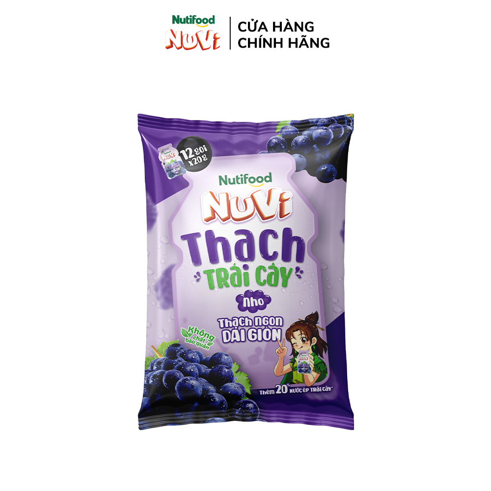 Thùng 24 Túi Thạch Trái Cây NuVi Vị Nho 110ml
