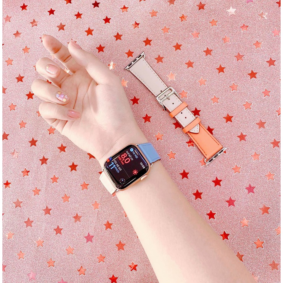 Dây da phối hai màu cực đẹp dành cho apple watch