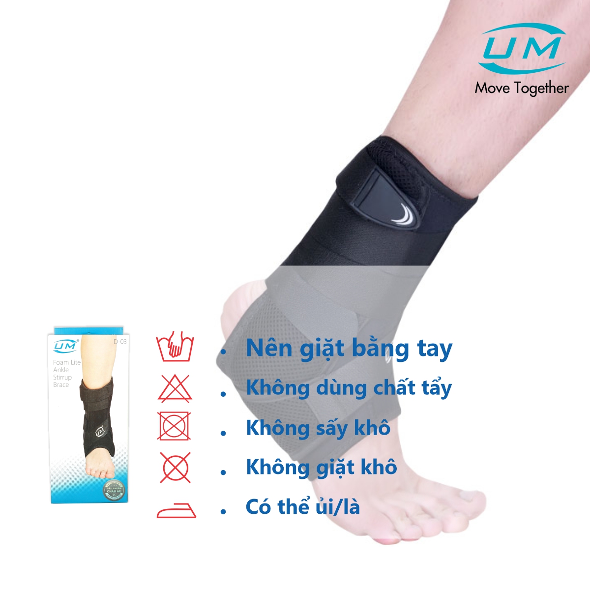 Nẹp cổ chân có đệm Unied Medicare (UM) D03