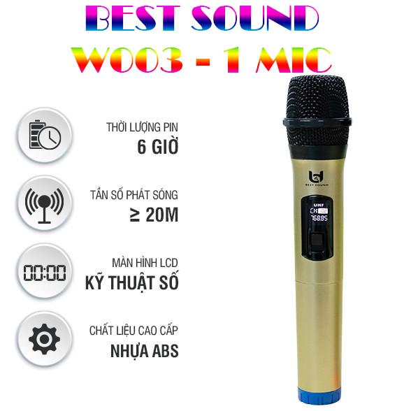 Micro không dây karaoke model v-w003, mẫu mới, chuyên dùng cho ampli, loa kéo, hát nhẹ