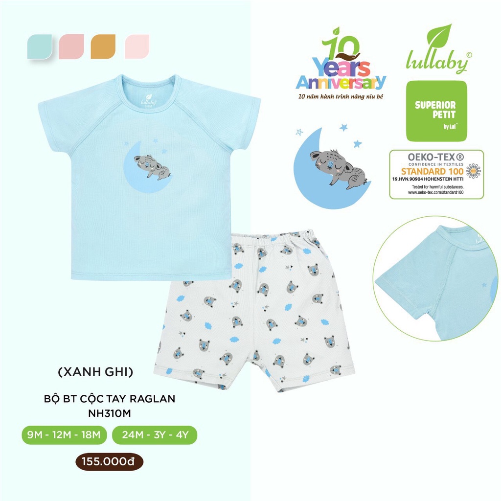 Bộ cộc tay bé trai/bé gái raglan Petit Lullaby [NH310M-NH313M]