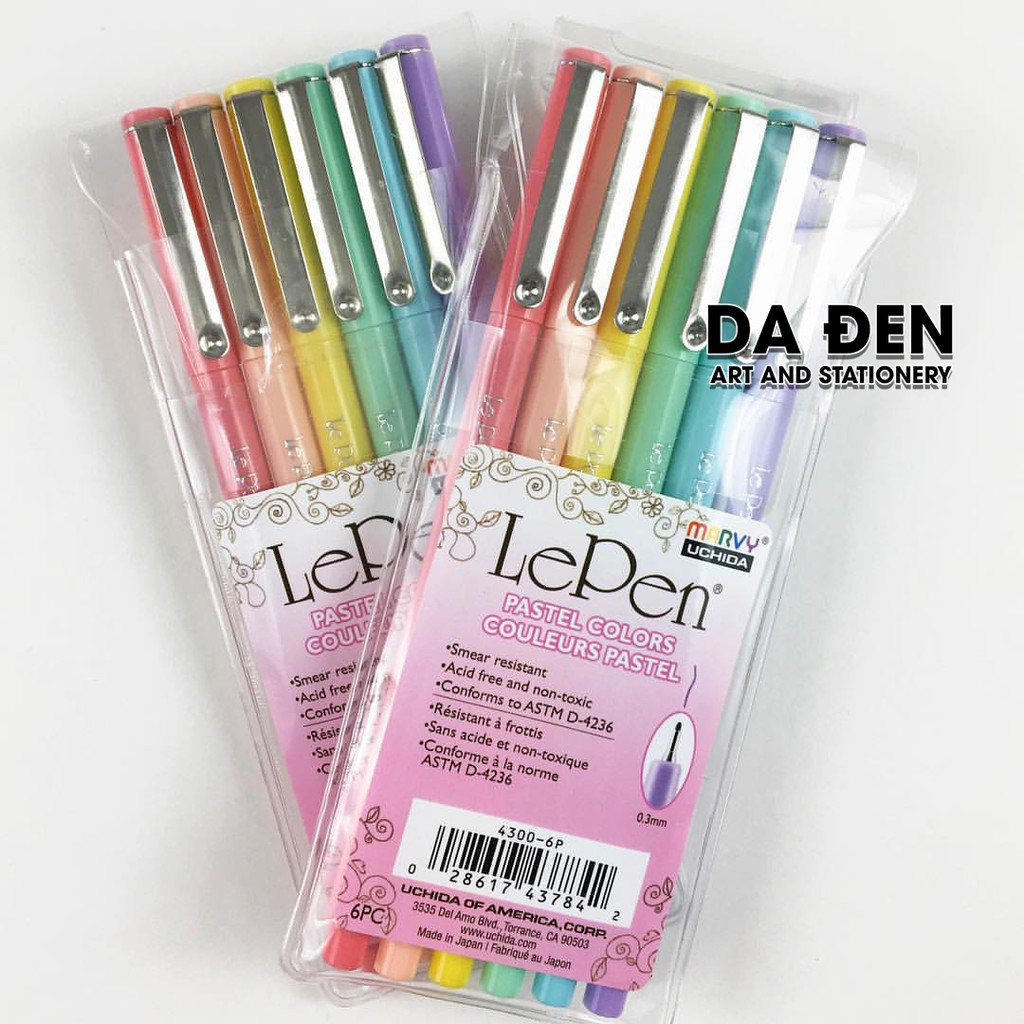 [HCM]Bộ 6 Bút Line Marvy Lepen Pastel