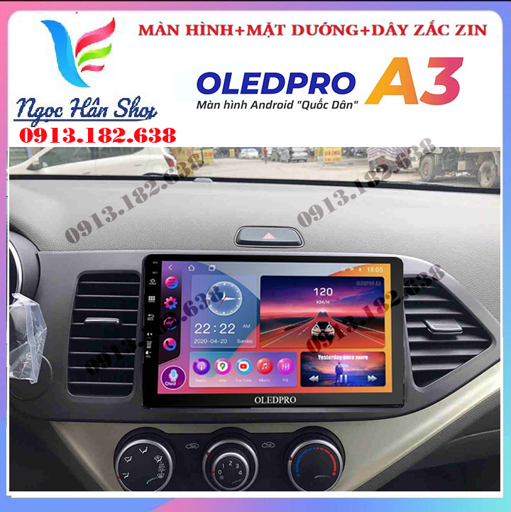 [Hỗ trợ lắp đặt Hà Nội] Màn hình  lắp sim 4g Android 10. cho xe KIA MORNING lắp sim với cấu hình khủng RAM 2G ROM 32G ,tích hợp vô lăng ,ra lệnh giọng nói , kính cường 2.5G , IPS chống chói