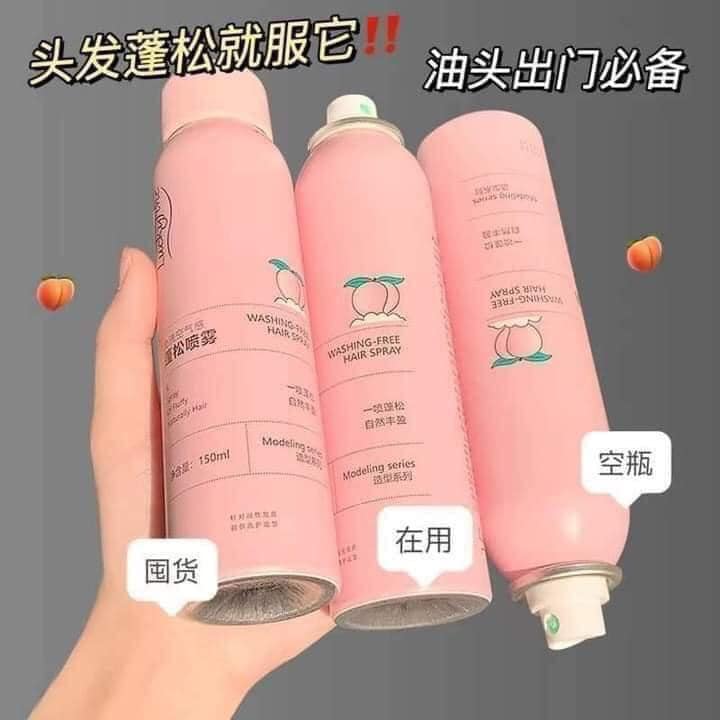 Xịt Gội Khô Hương Đào LuckyFine 150ml(Hồng)