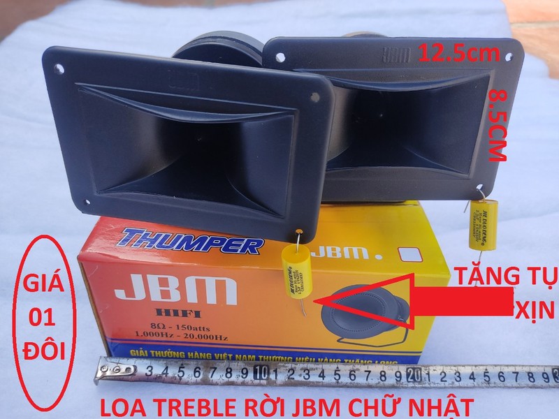 LOA SIÊU TREBLE JBM VUÔNG CÔNG SUẤT 200W - GIÁ 1 ĐÔI - TẶNG KÈM 2 TỤ 1,5MF