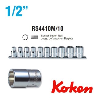 Bộ tuýp khẩu 1 2 ngắn chống trầy ốc Koken Nhật RS4410M 10 gồm 10 cỡ từ 10 thumbnail