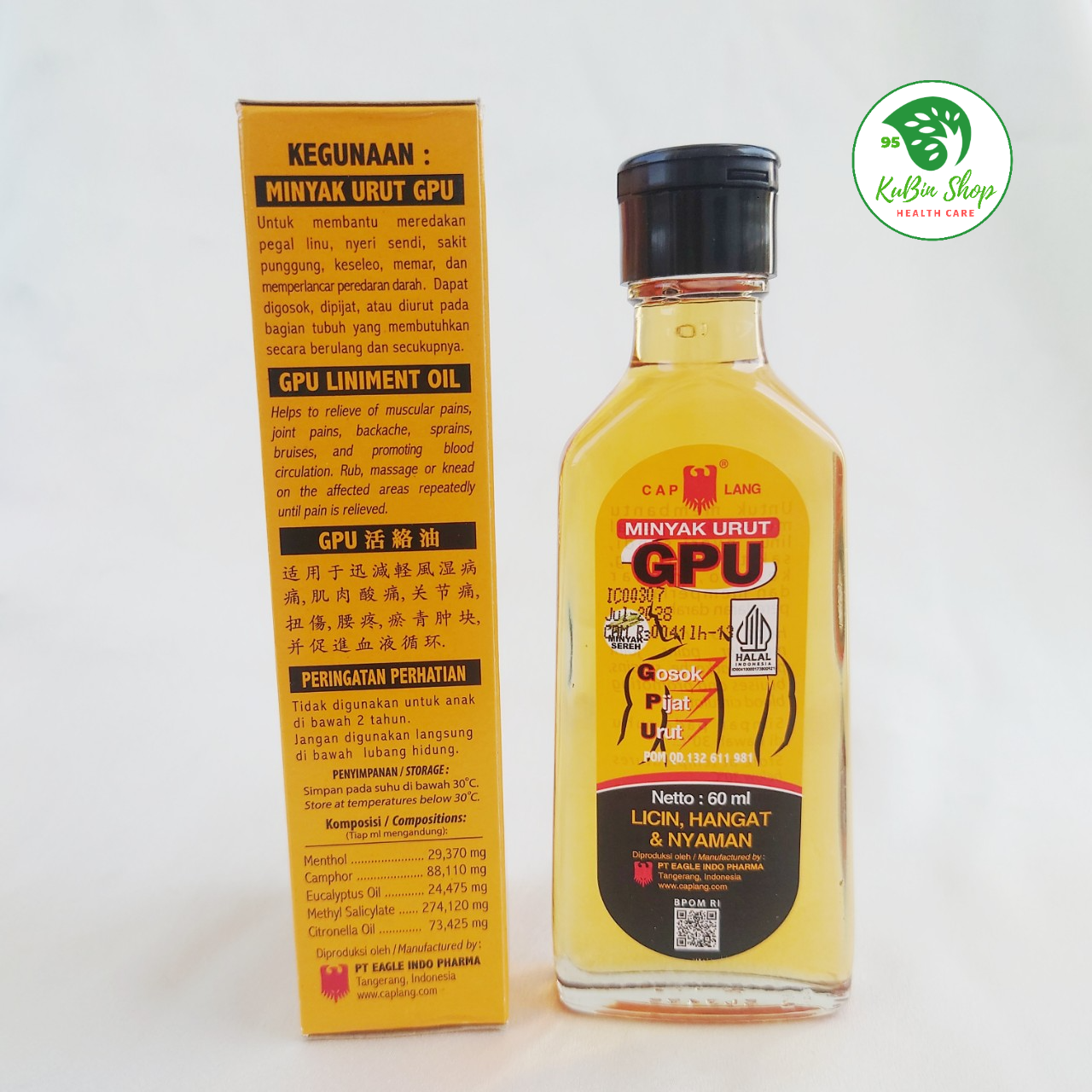 Dầu gừng xoa bóp GPU Liniment Oil 60ml Indonesia