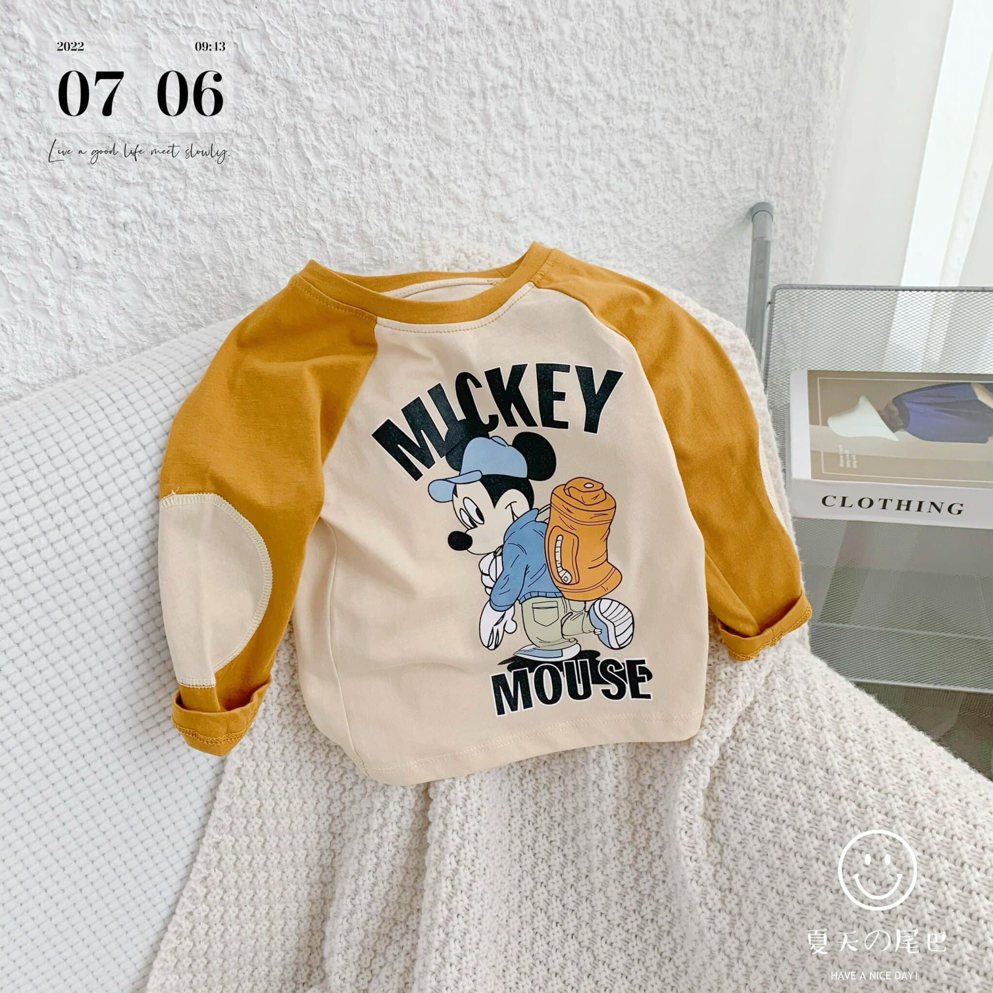 Bộ cotton thu đông Mickey cho bé