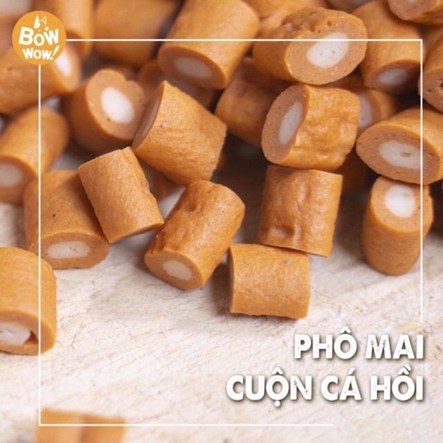 SNACK PHÔ MAI CUỘN CÁ HỒI CHO CHÓ 120GR