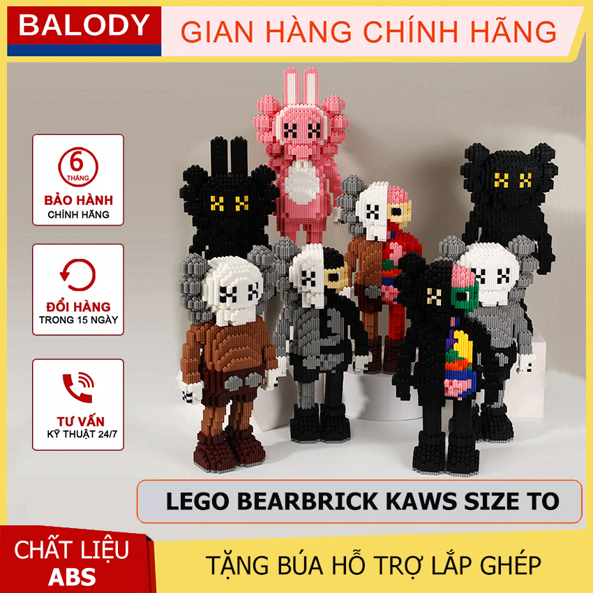 Bộ đồ chơi lắp ghép Lego Kaws Gấu BearBrick size trên 34cm thương hiệu