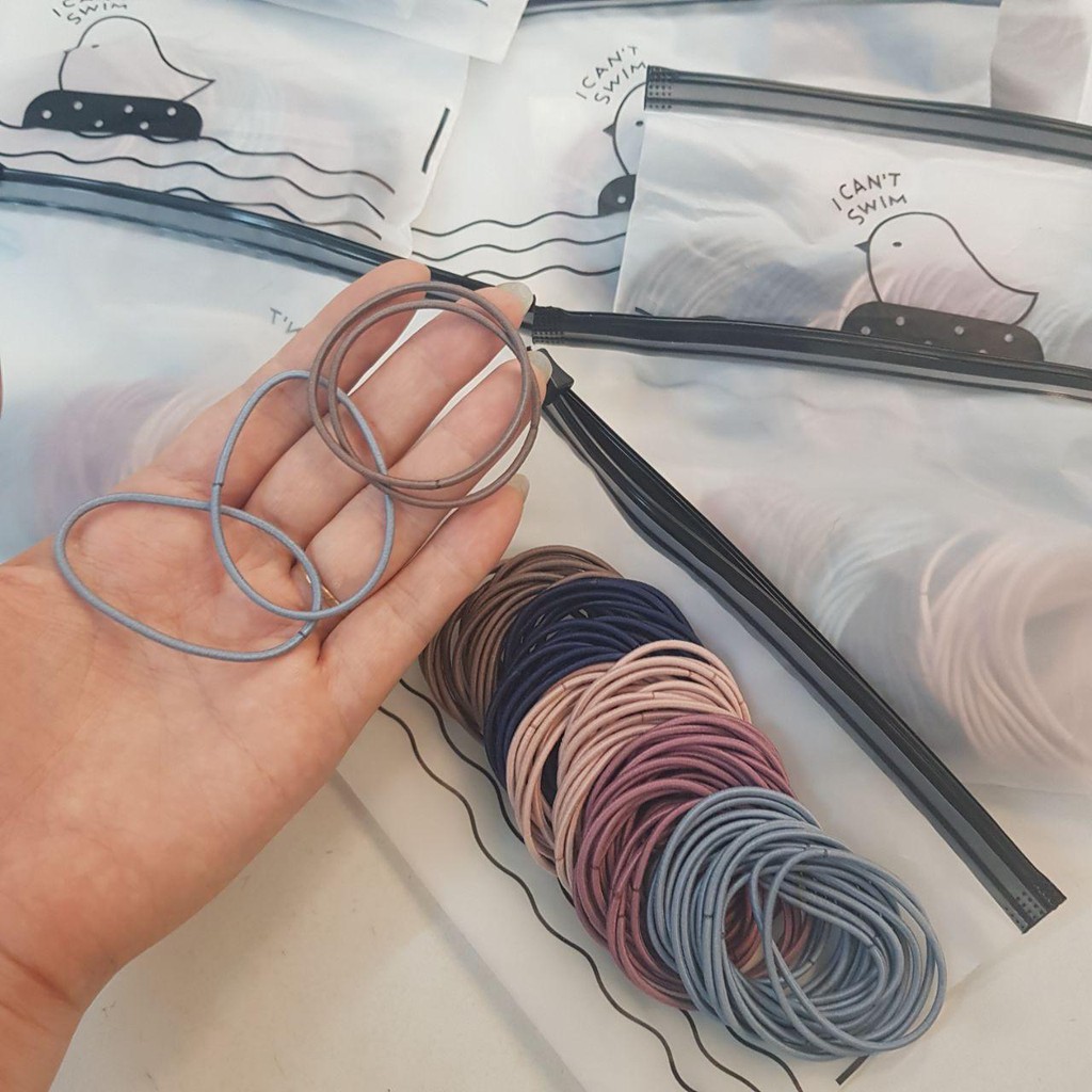 [HCM]SET 100 SỢI THUN CỘT TÓC NHIỀU MÀU SẮC KÈM TÚI ZIP | Set 100 Dây Thun - Buộc Tóc Kèm Túi Zip - CỰC TIỆN LỢI LẠI VÔ CÙNG XINH