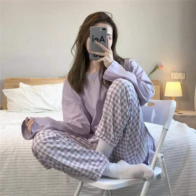 đồ bộ mặc nhà dài tay Quảng Châu vải lụa sữa