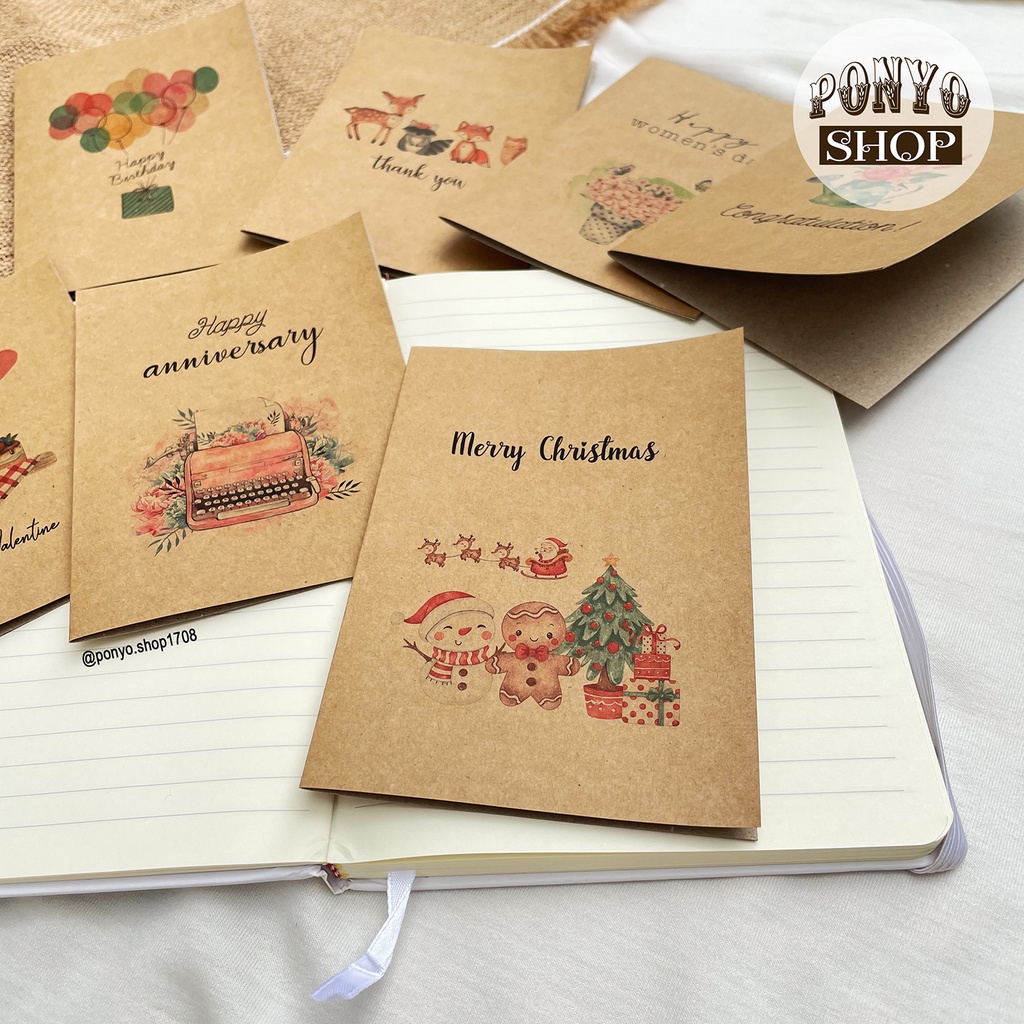 Thiệp chúc mừng giấy kraft Vintage