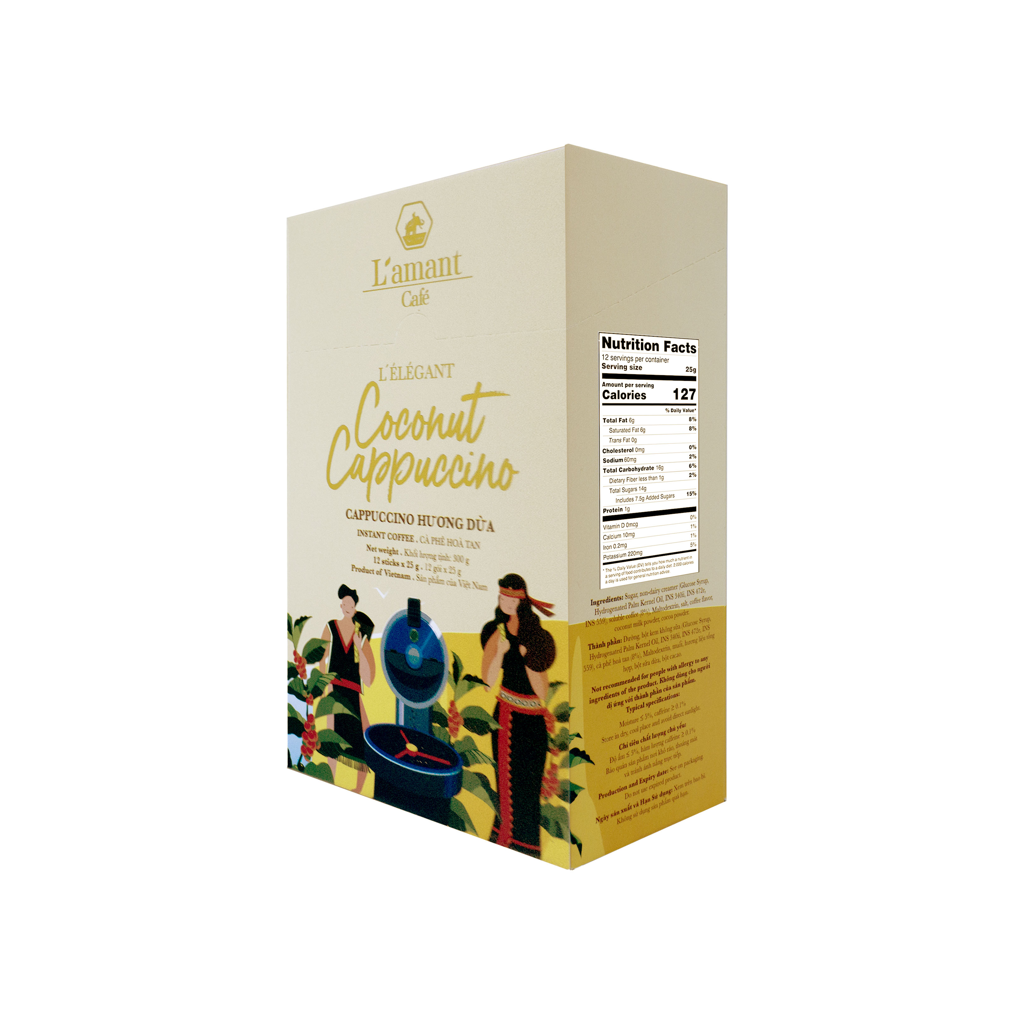 [NEW] Cà Phê Cappuccino Vị Dừa Hòa Tan – Hương Dừa Tự Nhiên, Bọt Sữa Mịn